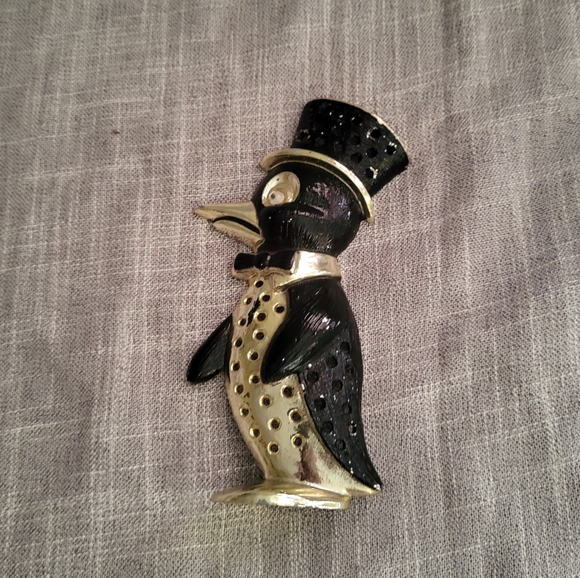 Vintage Brass Penguin Earring Holder Libby Jewelry Minder - Picture 3 of 8